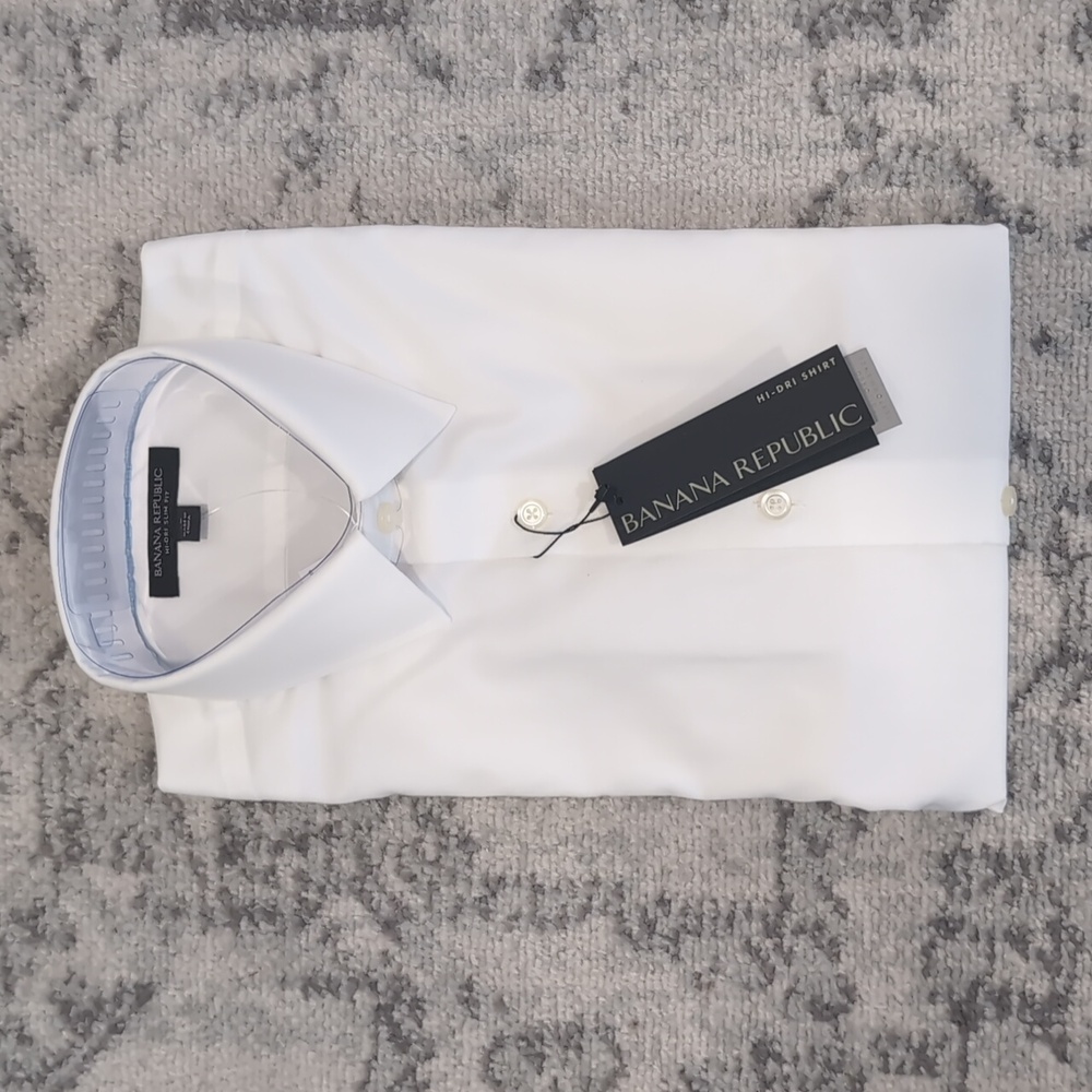 NWT Banana Republic White Button Up Dres Shirt Hi-Dri Slim Fit Size XS